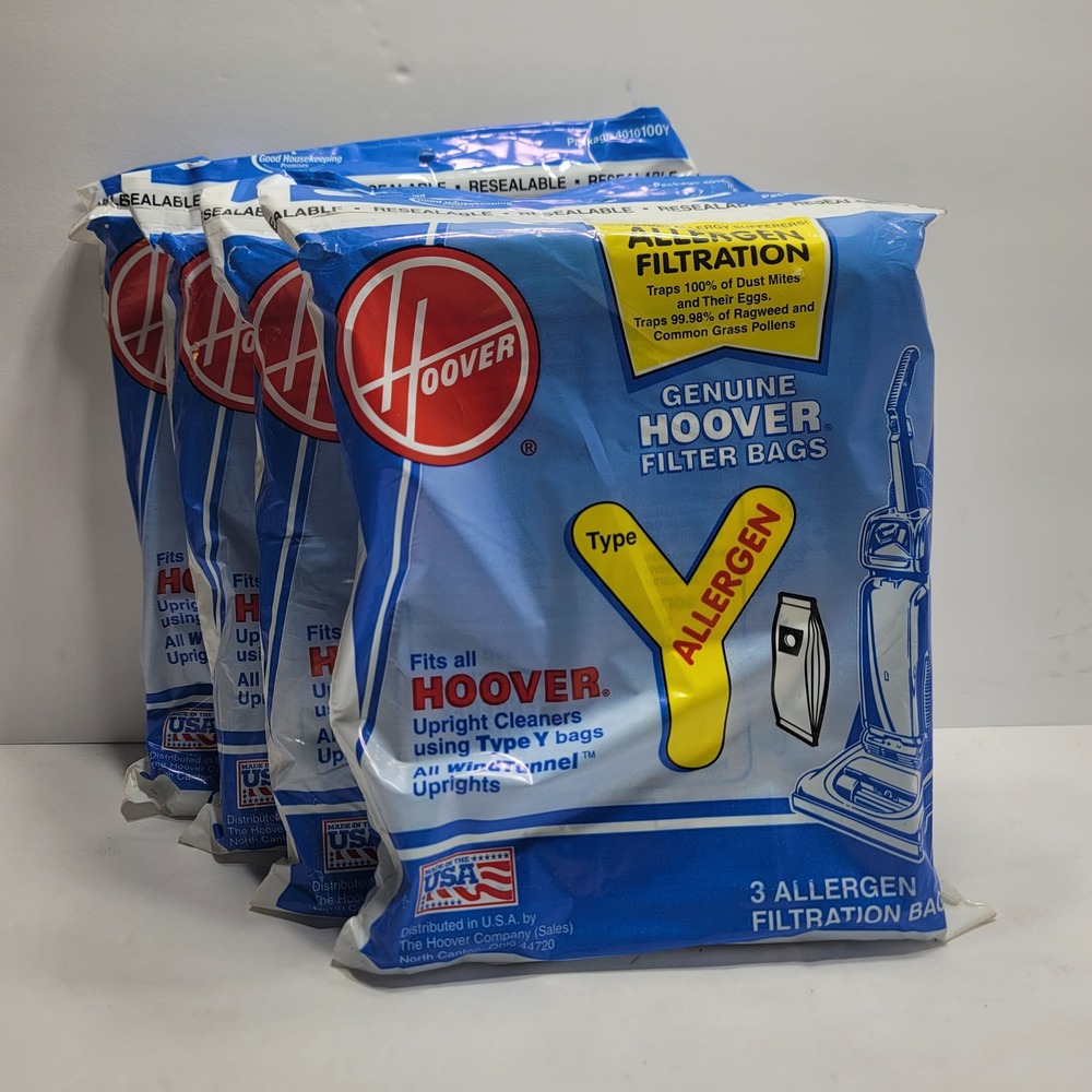 Hoover Type Y Allergen Vacuum Bags 12 Pack for WindTunnel Uprights 4010100Y